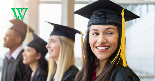 College student wearing graduation cap