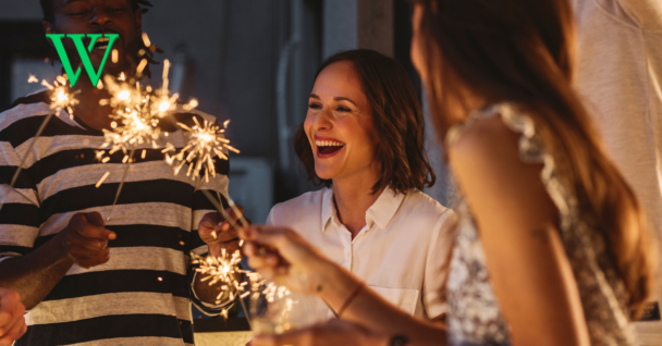 Woman holding sparkler